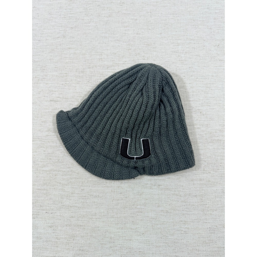 Top of the World Miami Hurricanes Visor Beanie OS Grey Excellent NCAA Knit Hat